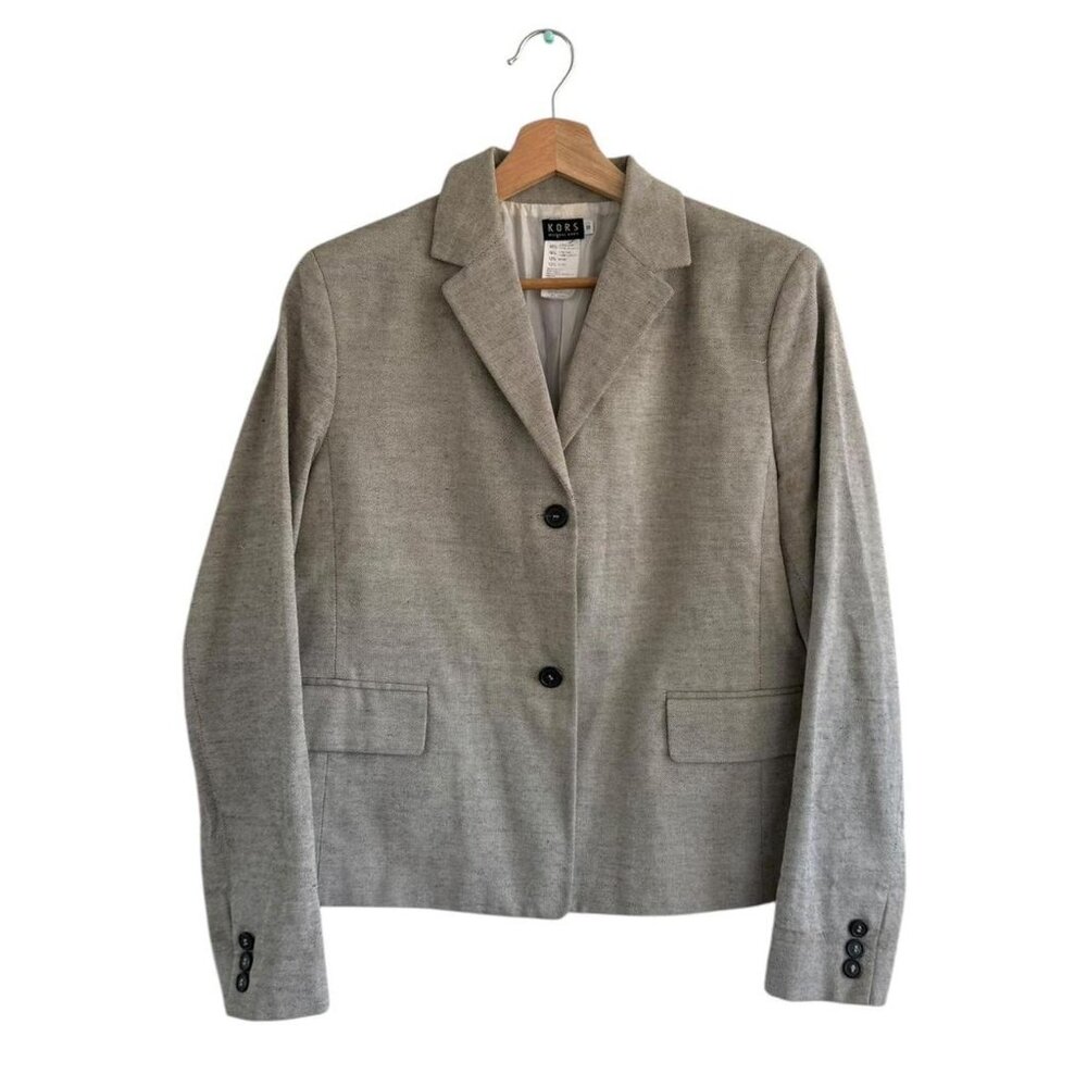 MICHAEL KORS VINTAGE BLACK WHITE LINEN BLAZER JACKETS WOMENS SIZE 12